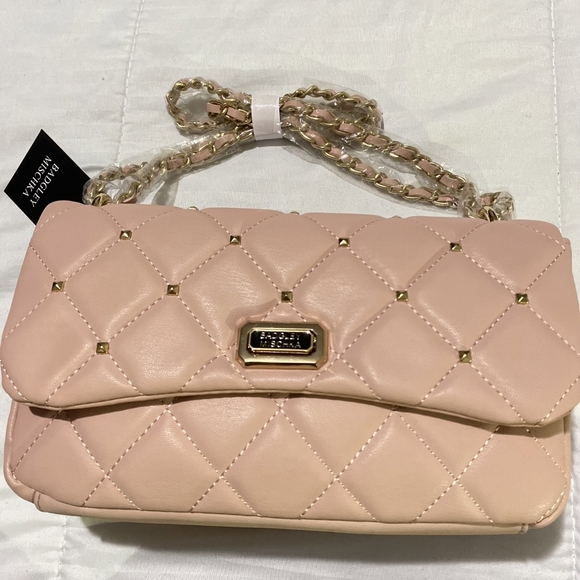Badgley Mischka Handbags - NWT Badgley Mishka Pink Blush Quilted Crossbody with studs